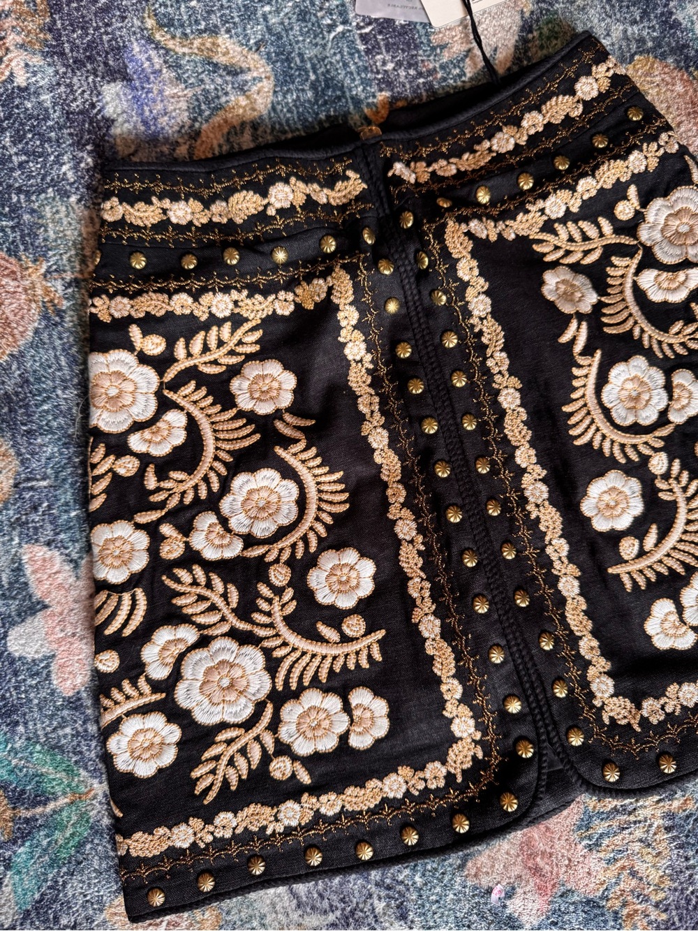 NWT Spell Remi Mini Skirt in Midnight Embroidered Black Floral - Picture 5 of 12